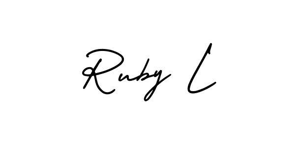 How to Draw Ruby L signature style? AmerikaSignatureDemo-Regular is a latest design signature styles for name Ruby L. Ruby L signature style 3 images and pictures png