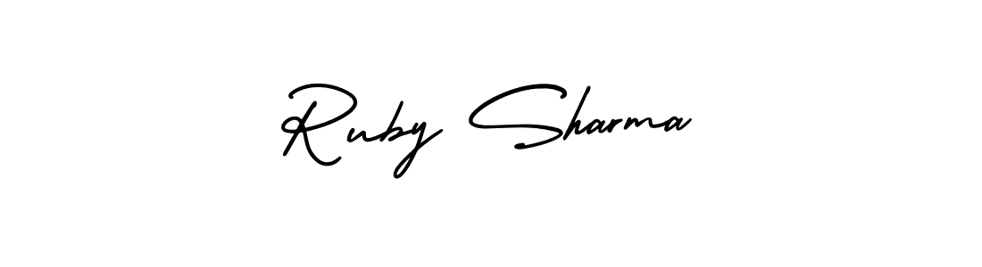 How to Draw Ruby Sharma signature style? AmerikaSignatureDemo-Regular is a latest design signature styles for name Ruby Sharma. Ruby Sharma signature style 3 images and pictures png