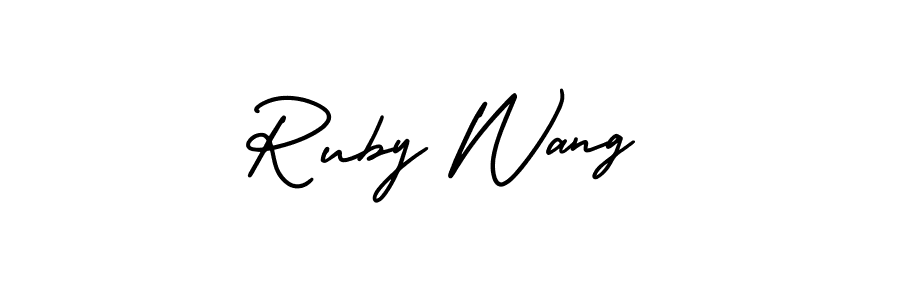 How to Draw Ruby Wang signature style? AmerikaSignatureDemo-Regular is a latest design signature styles for name Ruby Wang. Ruby Wang signature style 3 images and pictures png