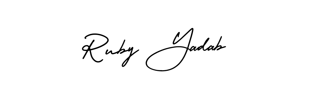 Also we have Ruby Yadab name is the best signature style. Create professional handwritten signature collection using AmerikaSignatureDemo-Regular autograph style. Ruby Yadab signature style 3 images and pictures png