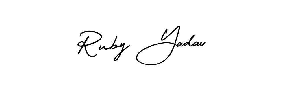 Make a beautiful signature design for name Ruby Yadav. With this signature (AmerikaSignatureDemo-Regular) style, you can create a handwritten signature for free. Ruby Yadav signature style 3 images and pictures png