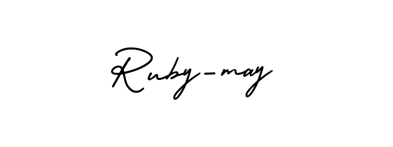 Similarly AmerikaSignatureDemo-Regular is the best handwritten signature design. Signature creator online .You can use it as an online autograph creator for name Ruby-may. Ruby-may signature style 3 images and pictures png