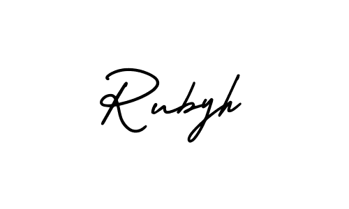 Similarly AmerikaSignatureDemo-Regular is the best handwritten signature design. Signature creator online .You can use it as an online autograph creator for name Rubyh. Rubyh signature style 3 images and pictures png