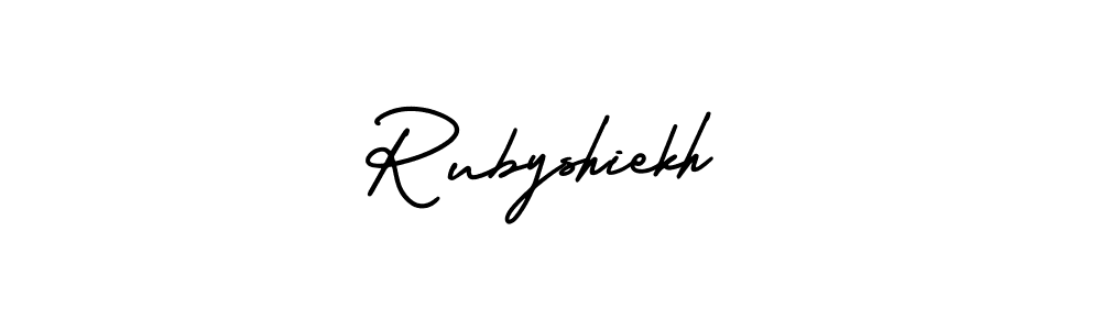 How to Draw Rubyshiekh signature style? AmerikaSignatureDemo-Regular is a latest design signature styles for name Rubyshiekh. Rubyshiekh signature style 3 images and pictures png