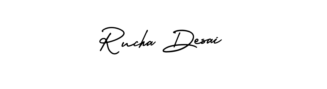 How to make Rucha Desai signature? AmerikaSignatureDemo-Regular is a professional autograph style. Create handwritten signature for Rucha Desai name. Rucha Desai signature style 3 images and pictures png