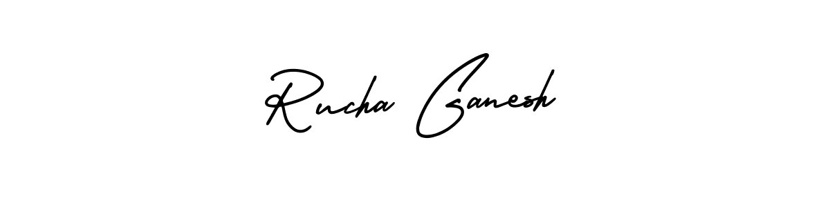 You should practise on your own different ways (AmerikaSignatureDemo-Regular) to write your name (Rucha Ganesh) in signature. don't let someone else do it for you. Rucha Ganesh signature style 3 images and pictures png