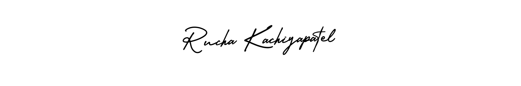 Also You can easily find your signature by using the search form. We will create Rucha Kachiyapatel name handwritten signature images for you free of cost using AmerikaSignatureDemo-Regular sign style. Rucha Kachiyapatel signature style 3 images and pictures png