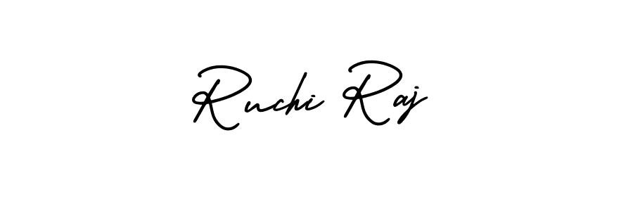 You should practise on your own different ways (AmerikaSignatureDemo-Regular) to write your name (Ruchi Raj) in signature. don't let someone else do it for you. Ruchi Raj signature style 3 images and pictures png