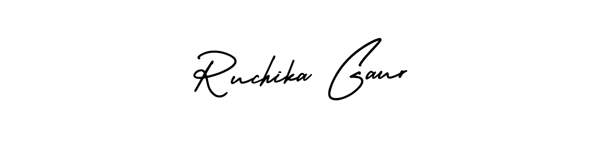 Make a short Ruchika Gaur signature style. Manage your documents anywhere anytime using AmerikaSignatureDemo-Regular. Create and add eSignatures, submit forms, share and send files easily. Ruchika Gaur signature style 3 images and pictures png
