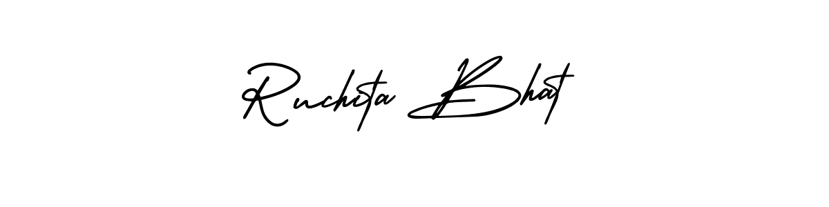 The best way (AmerikaSignatureDemo-Regular) to make a short signature is to pick only two or three words in your name. The name Ruchita Bhat include a total of six letters. For converting this name. Ruchita Bhat signature style 3 images and pictures png