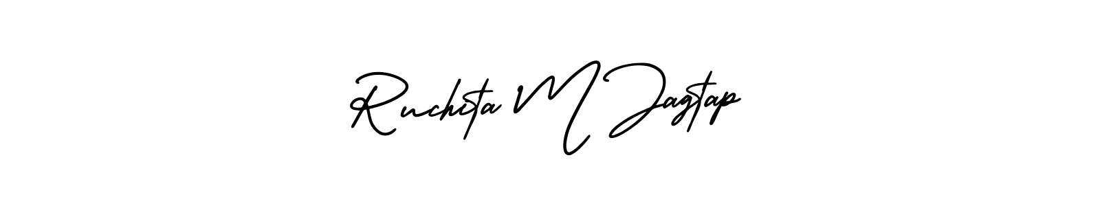 Similarly AmerikaSignatureDemo-Regular is the best handwritten signature design. Signature creator online .You can use it as an online autograph creator for name Ruchita M Jagtap. Ruchita M Jagtap signature style 3 images and pictures png