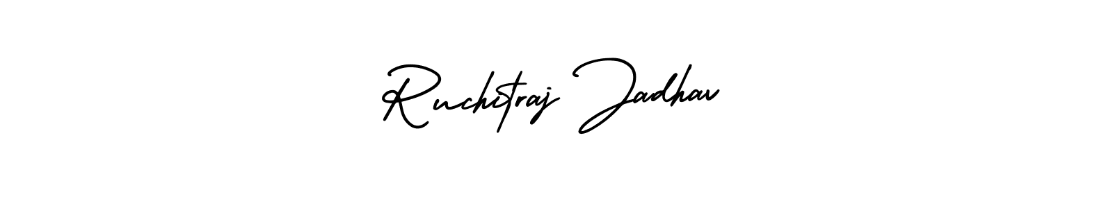 This is the best signature style for the Ruchitraj Jadhav name. Also you like these signature font (AmerikaSignatureDemo-Regular). Mix name signature. Ruchitraj Jadhav signature style 3 images and pictures png