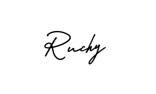 Ruchy stylish signature style. Best Handwritten Sign (AmerikaSignatureDemo-Regular) for my name. Handwritten Signature Collection Ideas for my name Ruchy. Ruchy signature style 3 images and pictures png