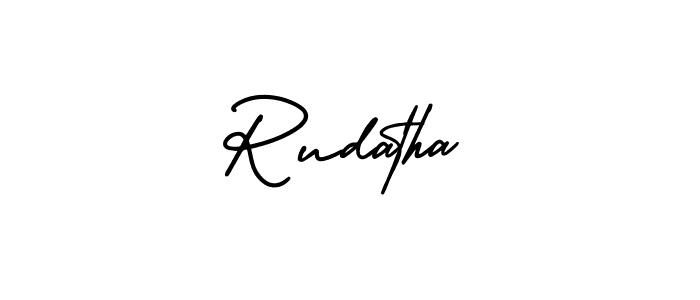 Use a signature maker to create a handwritten signature online. With this signature software, you can design (AmerikaSignatureDemo-Regular) your own signature for name Rudatha. Rudatha signature style 3 images and pictures png