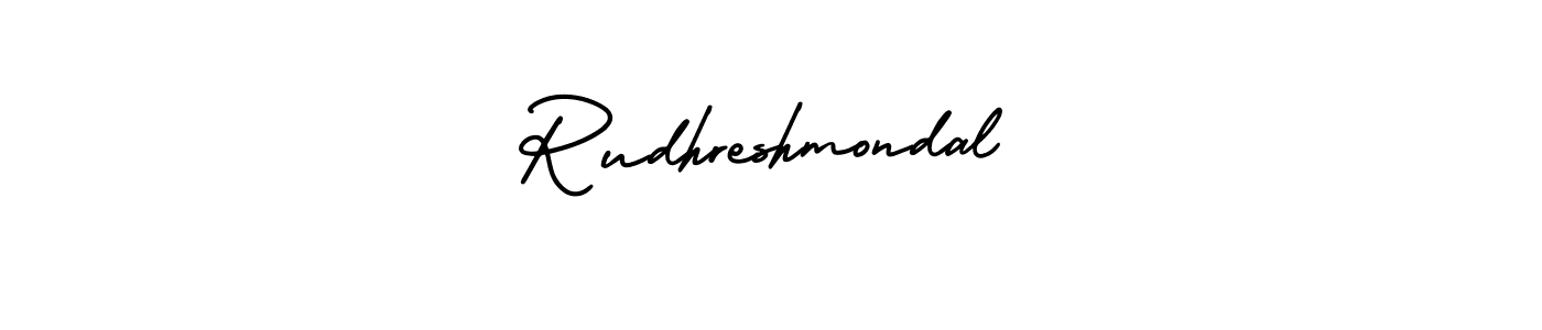 How to make Rudhreshmondal name signature. Use AmerikaSignatureDemo-Regular style for creating short signs online. This is the latest handwritten sign. Rudhreshmondal signature style 3 images and pictures png