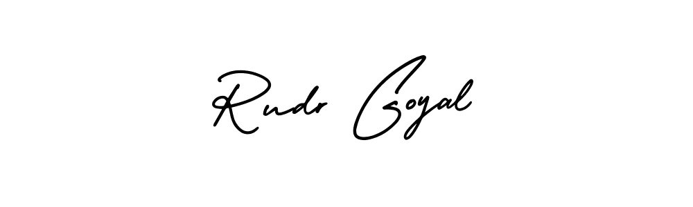 Make a short Rudr Goyal signature style. Manage your documents anywhere anytime using AmerikaSignatureDemo-Regular. Create and add eSignatures, submit forms, share and send files easily. Rudr Goyal signature style 3 images and pictures png