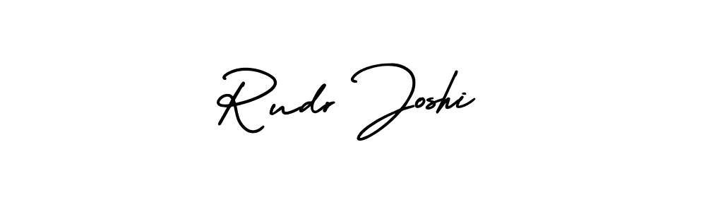 The best way (AmerikaSignatureDemo-Regular) to make a short signature is to pick only two or three words in your name. The name Rudr Joshi include a total of six letters. For converting this name. Rudr Joshi signature style 3 images and pictures png