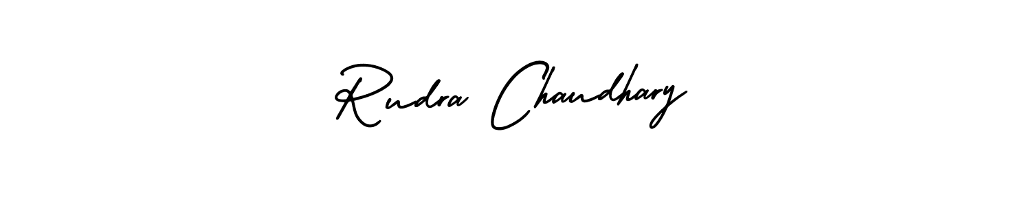 How to make Rudra Chaudhary name signature. Use AmerikaSignatureDemo-Regular style for creating short signs online. This is the latest handwritten sign. Rudra Chaudhary signature style 3 images and pictures png
