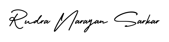 Discover how Rudra Narayan Sarkar looks in an executive cursive font (AmerikaSignatureDemo-Regular). Perfect for legal documents, invoices, and certificates. Rudra Narayan Sarkar signature style 3 images and pictures png