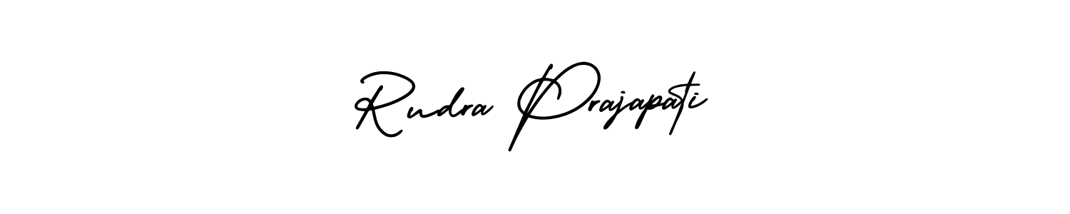 You should practise on your own different ways (AmerikaSignatureDemo-Regular) to write your name (Rudra Prajapati) in signature. don't let someone else do it for you. Rudra Prajapati signature style 3 images and pictures png