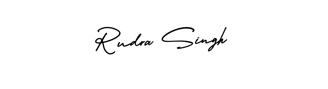 You should practise on your own different ways (AmerikaSignatureDemo-Regular) to write your name (Rudra Singh) in signature. don't let someone else do it for you. Rudra Singh signature style 3 images and pictures png