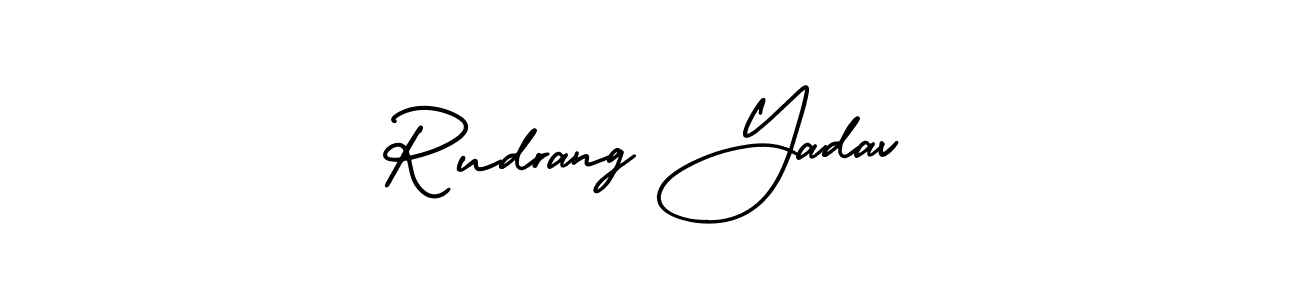 Make a short Rudrang Yadav signature style. Manage your documents anywhere anytime using AmerikaSignatureDemo-Regular. Create and add eSignatures, submit forms, share and send files easily. Rudrang Yadav signature style 3 images and pictures png