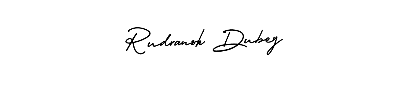 You should practise on your own different ways (AmerikaSignatureDemo-Regular) to write your name (Rudransh Dubey) in signature. don't let someone else do it for you. Rudransh Dubey signature style 3 images and pictures png