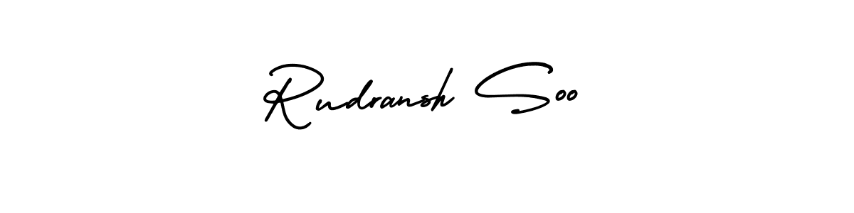 The best way (AmerikaSignatureDemo-Regular) to make a short signature is to pick only two or three words in your name. The name Rudransh Soo include a total of six letters. For converting this name. Rudransh Soo signature style 3 images and pictures png