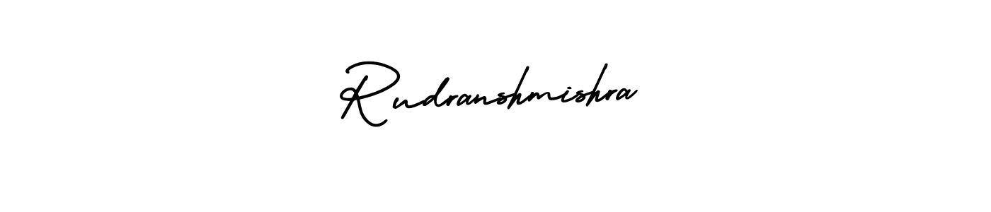 The best way (AmerikaSignatureDemo-Regular) to make a short signature is to pick only two or three words in your name. The name Rudranshmishra include a total of six letters. For converting this name. Rudranshmishra signature style 3 images and pictures png