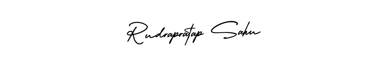 The best way (AmerikaSignatureDemo-Regular) to make a short signature is to pick only two or three words in your name. The name Rudrapratap Sahu include a total of six letters. For converting this name. Rudrapratap Sahu signature style 3 images and pictures png