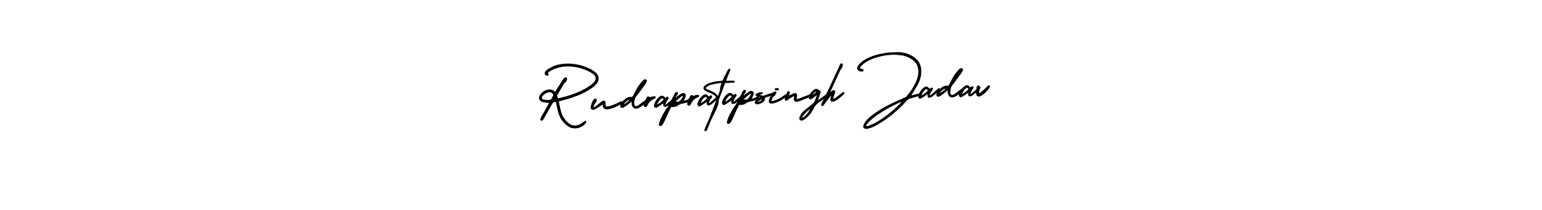 The best way (AmerikaSignatureDemo-Regular) to make a short signature is to pick only two or three words in your name. The name Rudrapratapsingh Jadav include a total of six letters. For converting this name. Rudrapratapsingh Jadav signature style 3 images and pictures png