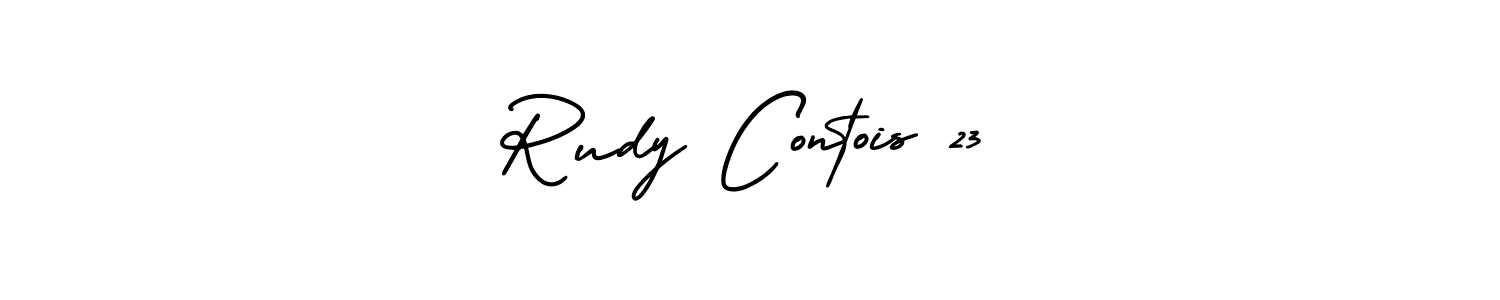 This is the best signature style for the Rudy Contois 23 name. Also you like these signature font (AmerikaSignatureDemo-Regular). Mix name signature. Rudy Contois 23 signature style 3 images and pictures png