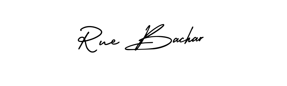 How to make Rue Bachar name signature. Use AmerikaSignatureDemo-Regular style for creating short signs online. This is the latest handwritten sign. Rue Bachar signature style 3 images and pictures png
