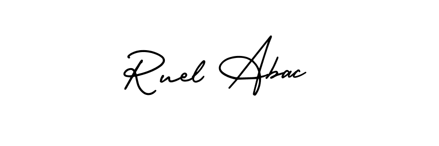 The best way (AmerikaSignatureDemo-Regular) to make a short signature is to pick only two or three words in your name. The name Ruel Abac include a total of six letters. For converting this name. Ruel Abac signature style 3 images and pictures png