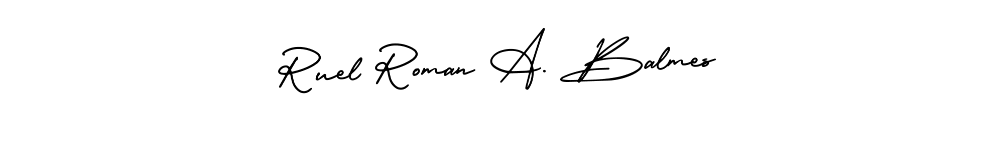 if you are searching for the best signature style for your name Ruel Roman A. Balmes. so please give up your signature search. here we have designed multiple signature styles  using AmerikaSignatureDemo-Regular. Ruel Roman A. Balmes signature style 3 images and pictures png