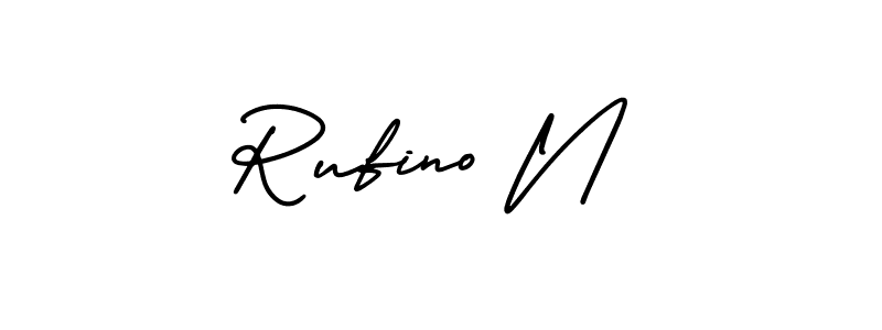 AmerikaSignatureDemo-Regular is a professional signature style that is perfect for those who want to add a touch of class to their signature. It is also a great choice for those who want to make their signature more unique. Get Rufino N name to fancy signature for free. Rufino N signature style 3 images and pictures png