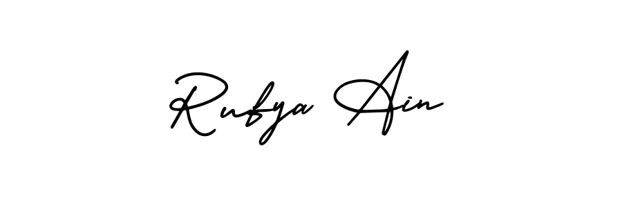 The best way (AmerikaSignatureDemo-Regular) to make a short signature is to pick only two or three words in your name. The name Rufya Ain include a total of six letters. For converting this name. Rufya Ain signature style 3 images and pictures png