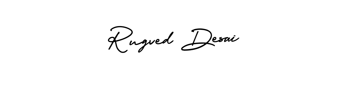 How to make Rugved Desai name signature. Use AmerikaSignatureDemo-Regular style for creating short signs online. This is the latest handwritten sign. Rugved Desai signature style 3 images and pictures png
