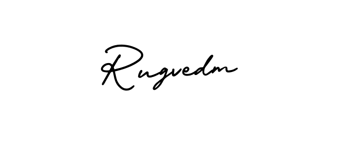 This is the best signature style for the Rugvedm name. Also you like these signature font (AmerikaSignatureDemo-Regular). Mix name signature. Rugvedm signature style 3 images and pictures png