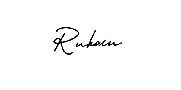 Use a signature maker to create a handwritten signature online. With this signature software, you can design (AmerikaSignatureDemo-Regular) your own signature for name Ruhaiu. Ruhaiu signature style 3 images and pictures png