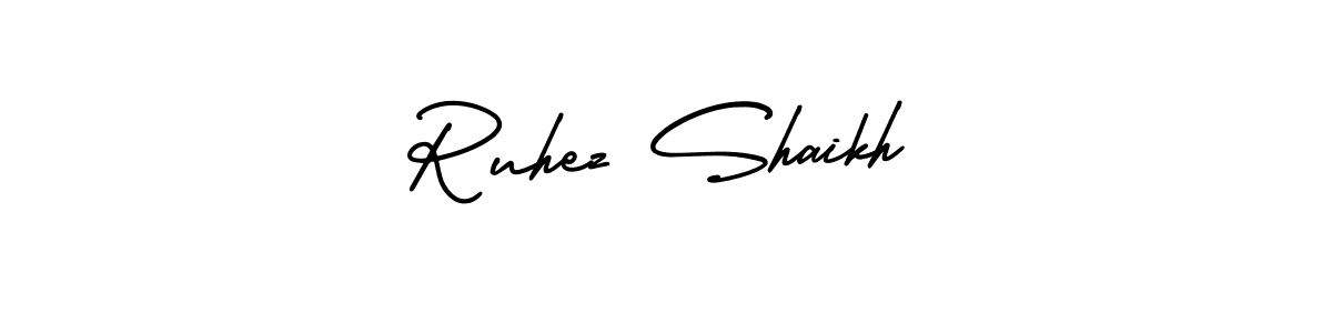 Also You can easily find your signature by using the search form. We will create Ruhez Shaikh name handwritten signature images for you free of cost using AmerikaSignatureDemo-Regular sign style. Ruhez Shaikh signature style 3 images and pictures png