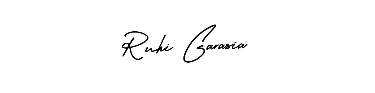 This is the best signature style for the Ruhi Garasia name. Also you like these signature font (AmerikaSignatureDemo-Regular). Mix name signature. Ruhi Garasia signature style 3 images and pictures png