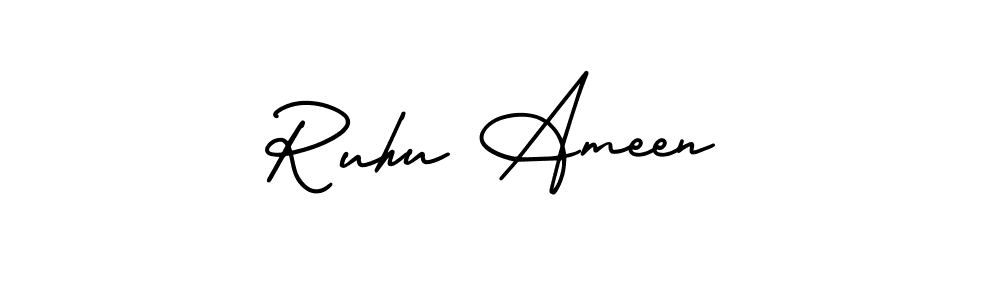 How to make Ruhu Ameen signature? AmerikaSignatureDemo-Regular is a professional autograph style. Create handwritten signature for Ruhu Ameen name. Ruhu Ameen signature style 3 images and pictures png