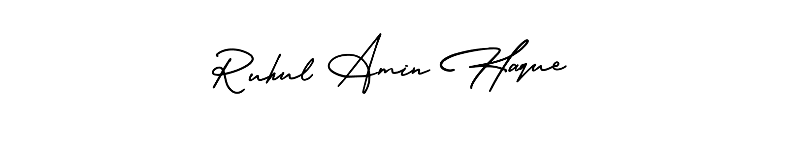 This is the best signature style for the Ruhul Amin Haque name. Also you like these signature font (AmerikaSignatureDemo-Regular). Mix name signature. Ruhul Amin Haque signature style 3 images and pictures png