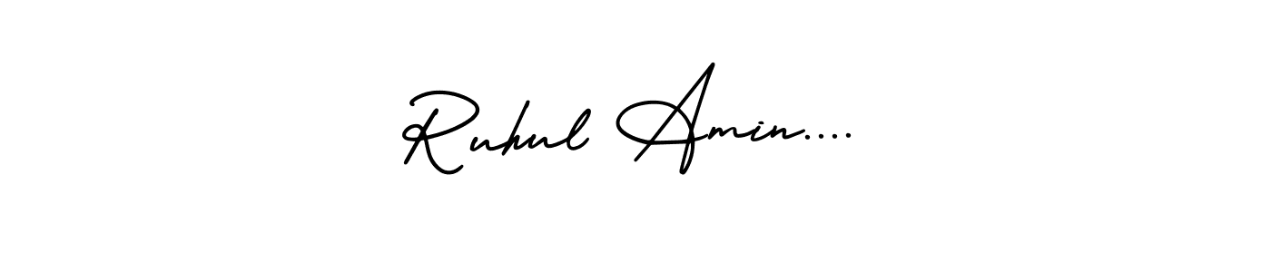 Use a signature maker to create a handwritten signature online. With this signature software, you can design (AmerikaSignatureDemo-Regular) your own signature for name Ruhul Amin..... Ruhul Amin.... signature style 3 images and pictures png
