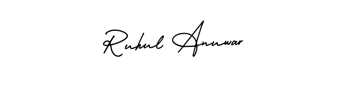 How to make Ruhul Anuwar name signature. Use AmerikaSignatureDemo-Regular style for creating short signs online. This is the latest handwritten sign. Ruhul Anuwar signature style 3 images and pictures png