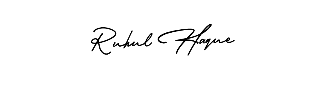 This is the best signature style for the Ruhul Haque name. Also you like these signature font (AmerikaSignatureDemo-Regular). Mix name signature. Ruhul Haque signature style 3 images and pictures png