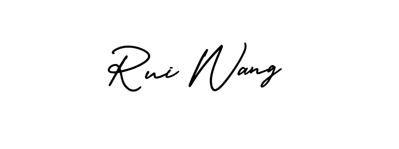 How to make Rui Wang name signature. Use AmerikaSignatureDemo-Regular style for creating short signs online. This is the latest handwritten sign. Rui Wang signature style 3 images and pictures png
