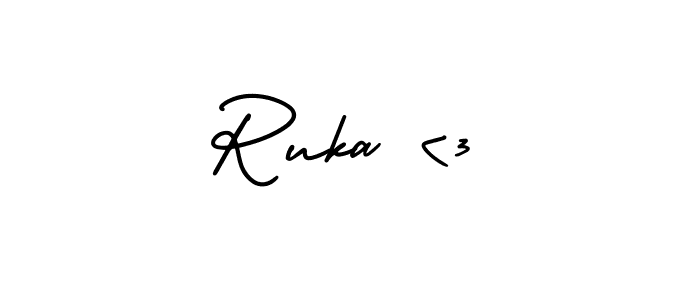 Make a beautiful signature design for name Ruka <3. With this signature (AmerikaSignatureDemo-Regular) style, you can create a handwritten signature for free. Ruka <3 signature style 3 images and pictures png