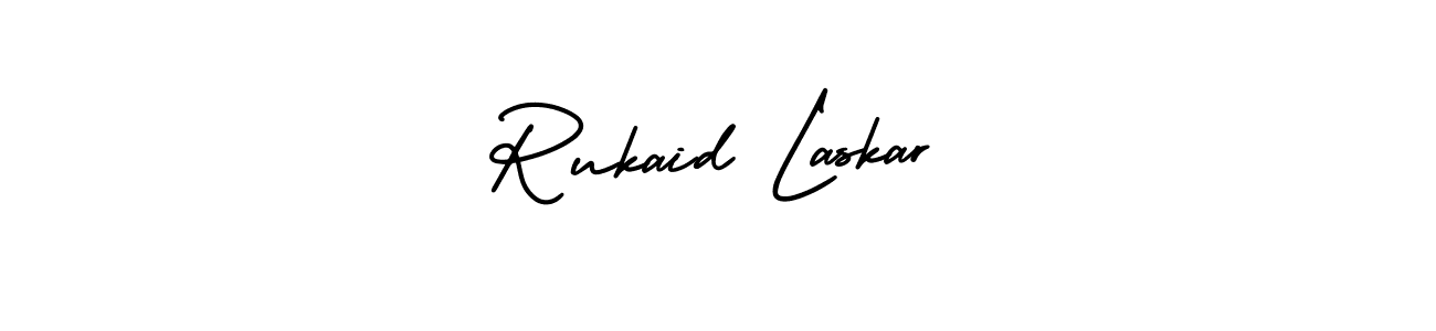 How to make Rukaid Laskar name signature. Use AmerikaSignatureDemo-Regular style for creating short signs online. This is the latest handwritten sign. Rukaid Laskar signature style 3 images and pictures png